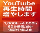YouTube再生時間増やします 1,000h～4,000h/60分動画/減少保証付/収益化 イメージ1