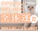 お試し♡5分でサクッと、今の運勢を総合鑑定します 【3月末まで♡初回限定】1分200円→100円｜運気・近未来 イメージ1