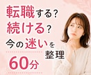 転職する？続ける？今の迷いを60分で整理します 転職前のモヤモヤと働き方を一緒に整理していきましょう イメージ1