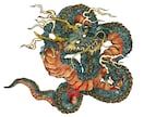 迫力ある龍の和風イラストを描きます 日本画 御朱印 ラベル 浮世絵 グッズ 看板ジャケット　和風 イメージ8