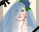ベールをまとったアートな似顔絵を描きます ウエディングのウェルカムボードやギフト用等 イメージ1
