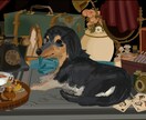 アンティーク背景付きペットイラストお描きします クラシカルな世界で輝く、ペットの肖像画お描きします イメージ1