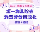ボーカル除去・音声加工でカラオケ化音源を作成します 3曲3000円！生成AI音源OK！キー変更可/最短1週間納品 イメージ1