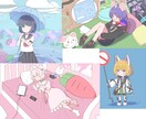 アイコン、ヘッダー、一枚絵を描きます アニメ調の可愛らしいアイコン、ヘッダーを描きます イメージ1
