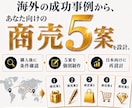 海外の副業成功事例から専用の商売5案を設計します 予算や作業環境に合わせた商売5案を個別設計 イメージ1