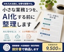 小さな業務1つをAI化・自動化する設計書を作ります AIに任せる部分と人が判断する部分を整理します イメージ1