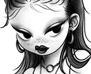 キュートでダークな白黒イラスト描きます 他にはない作風で目を引くイラストを制作します イメージ1