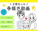 2本セット・手描きイラストアニメーション作ります 想いが伝わる！商品・サービス紹介、PR、求人、自己紹介動画 イメージ1