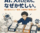 AI駆動開発の始め方とレビュー負荷を整理します 何から始める? 導入後のレビュー負荷? 整理から始めます イメージ1