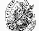 手描きでTシャツなどのアパレルのデザインを描きます プロの画家が手描きでTシャツなどのデザインを描きます。 イメージ5