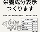 食品販売用の栄養成分表示を管理栄養士が作成します ハンドメイド食品のネット販売に|推定計算でラベル費用を節約 イメージ1