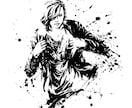 人物の【墨絵イラスト】を作画します 墨が放つ鮮やかなコントラスト。墨絵イラスト制作します。 イメージ8