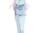 白髪赤目の女の子のイラスト販売します アルビノ風の患者衣少女です。上着は着脱可能。 イメージ9