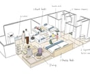 手書きで温かみのある俯瞰図作成します ホテルやお店、オフィスの内装のイメージに イメージ2