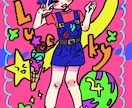 病みかわ・ポップなSNSアイコン描きます 個性派イラスト／カラフルで印象に残る絵柄です イメージ3