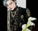 おしゃれで上品な似顔絵を描きます 花・動物等を組み合わせ、華やか・上品な印象に仕上げます。 イメージ1