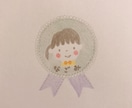 ロゼットの中にかわいいほのぼの似顔絵を描きます アイコンにも!お子様の名前マークにも!色々使ってね イメージ3