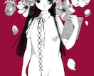 レトロな美少女のモノクロイラストお描きします 挿絵やアイコン、ヘッダー等に使えます耽美目を惹くイラスト！ イメージ2
