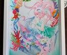 手描きイラスト販売します 掲載品全品、額装してお届けいたし