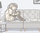 淡い雰囲気の背景つき人物イラストを描きます 配信動画への使用やグッズ作成などに。商用利用可 イメージ4