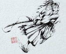 躍動感ある水墨画風和風墨絵の人物イラスト描きます かっこいいモノクロのキャラクター水墨画はお任せください。 イメージ3
