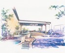建築パースを手書きにて作成いたします 構想・計画初期イメージの雰囲気や風合いを表現します イメージ2