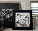 シンプル筆タッチ線画の似顔絵描きます 筆ペンタッチがゆる可愛 お洒落　Tシャツ 結婚式 還暦祝い イメージ1