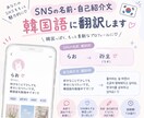 韓国語でSNSの名前や自己紹介文を翻訳します 自分の伝えたい言葉を韓国語にしてみませんか？ イメージ1