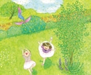 絵本の1ページのような水彩イラストを制作しますます あなたや大切な人を、物語の主人公に描きます イメージ2