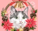 クリスマスリースで囲んだ愛猫さんのお顔を描きます アイコンにも♪オプションでポスカ作成もできます イメージ1