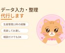 生産管理13年の経験でデータ入力を代行します 相談だけでもOK!丁寧・ミスの少ない入力をお届けします イメージ1