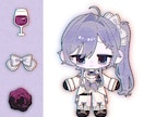 ぬい風ミニキャラ描きます ぬい風ミニキャラと簡易な2〜3つのモチーフ入り1枚絵です イメージ9