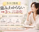 今すぐ整理｜強みを3つに言語化します 最短1日｜モヤモヤを言葉にします イメージ1