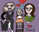 家族の似顔絵かきます ポップでシュールな似顔絵〜カラフルが好きです! イメージ2