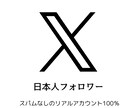 X/Twitter日本人フォロワー100増やします 日本人リアルアカウント、100以上も承ります。 イメージ1