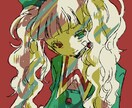 退廃的ポップな世界観のニ色塗り。一枚絵を制作します 唯一無二のパンクな世界観！あなたに届けます。 イメージ1