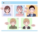 選べる（表情3点・背景2種）セットを作成いたします ★かわいい表情の変化であなたの個性を演出♪ イメージ4