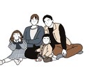 お写真をもとに似顔絵を作成します ご家族やカップルの似顔絵イラストをデジタルで作成します。 イメージ1