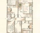 手描き平面図を作成いたします あたたかみのある柔らかいタッチに仕上げます！ イメージ1