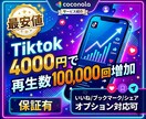 最安値 TikTok動画再生数を10万回増加します オプション多数 減少補償付き 4000円=10万回増加！ イメージ1