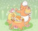 アイコン使用可！ゆるふわ可愛いイラスト描きます ★動物、人物、食べ物、どんなモノもゆるふわテイストに★ イメージ2