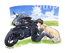 バイク、車と一緒のイラスト描きます アイコン、ギフトにも喜ばれる完全オリジナルイラスト イメージ6