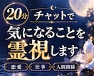 20分チャットで気になることを霊視します 仕事や恋愛など聞きたいことを20分、ひとつずつ丁寧に視ます イメージ1