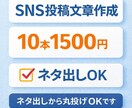 SNS投稿文章を10本作成します ネタ出しから丸投げOKです!! イメージ1