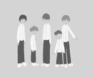 ワンポイントに使えるモノクロ人物イラストを描きます ゆるいデフォルメな特徴的なイラストです。 イメージ1