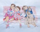 お祝いなどの贈り物に水彩画で似顔絵等お描きします PCじゃない手描きの温かい線画から水彩画まで楽しいイラスト、 イメージ2