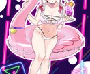 最短当日！IRIAM◎夏の水着イラスト描きます 配信にも！6種の水着から選べる◎キャラを即納でお書きします イメージ4