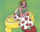ポップでカラフル！目を引く海外風ガール描きます ちょっとストリート♡アイコンやグッズにいかがでしょうか♡ イメージ1
