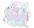 キラキラした可愛いキャライラスト作成いたします 目を引く色使いと繊細なキャラクターや小物の描写が得意です イメージ2