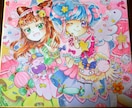 色紙にイラストを描きます 1点もの！好きなキャラを飾ったり、プレゼントにも。 イメージ1
